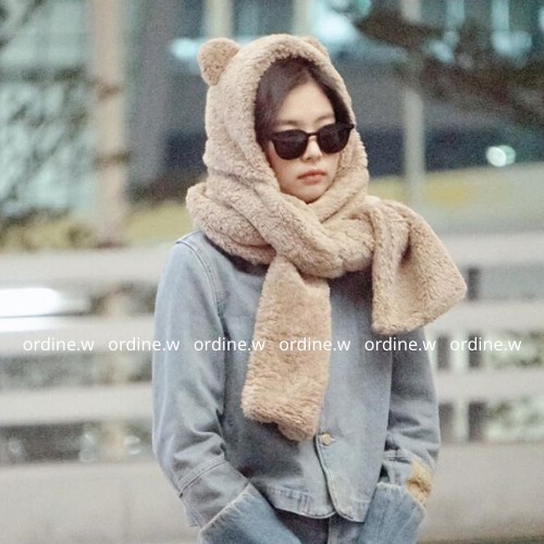Mũ khăn tai gấu lông cừu BLACKPINK Jennie, KEP1ER Yujin siêu cute