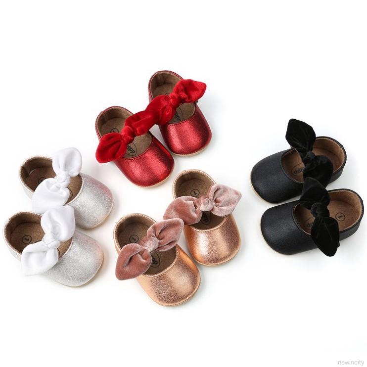 Giày búp bê đế mềm chống trượt đính nơ cho bé gái tập đi