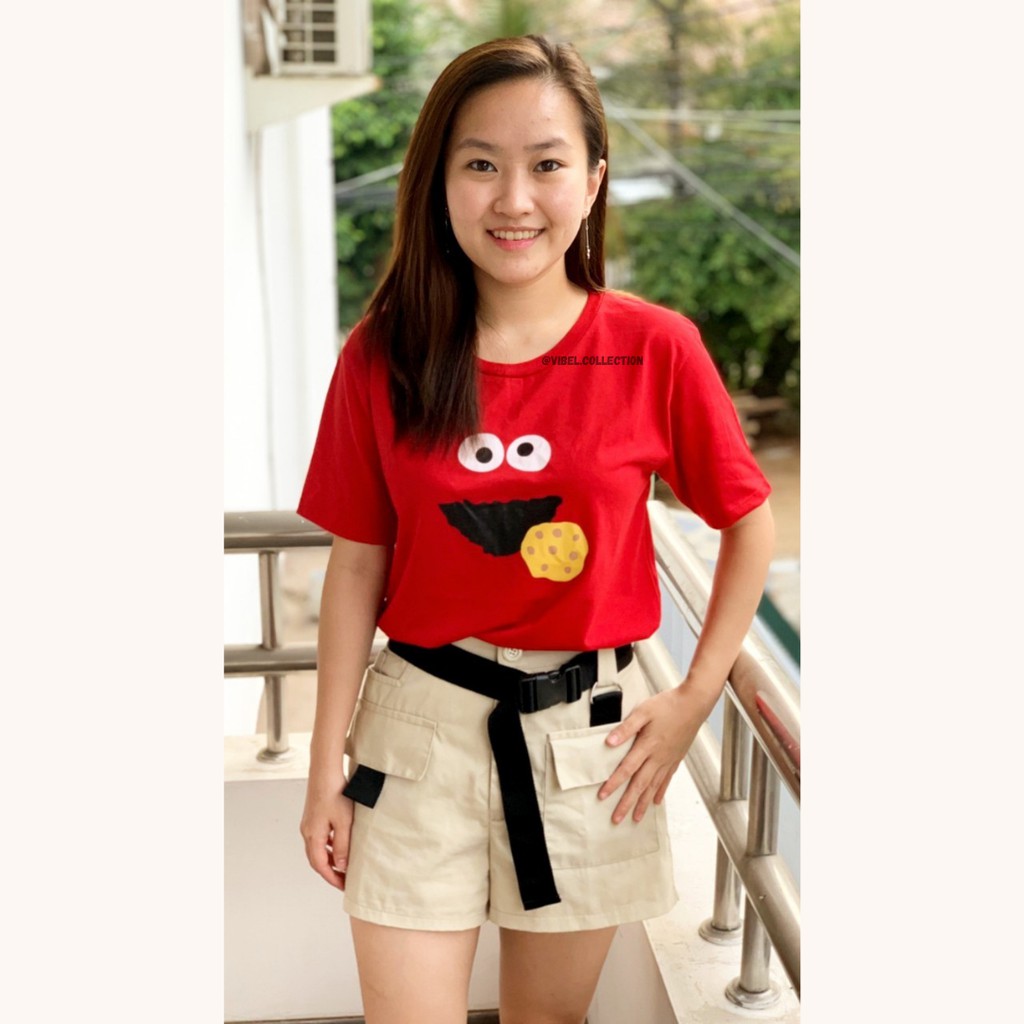 BERSHKA Son môi Elmo màu đỏ/xanh dương | Áo thun in chữ Tumblr TEE OVERSIZE TSHIRT màu xanh dương cho bé