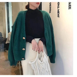 Áo Khoác Len Cardigan Cổ Chữ V Phối Nút Xinh Xắn Dành Cho Nữ