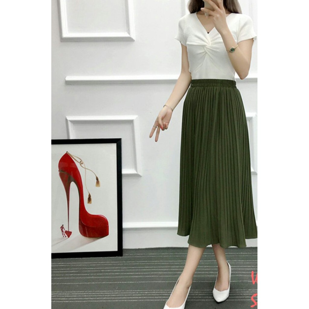 Chân váy maxi dài nhiều màu xếp ly | BigBuy360 - bigbuy360.vn