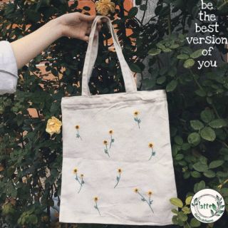 Túi tote thêu tay hình hoa cúc