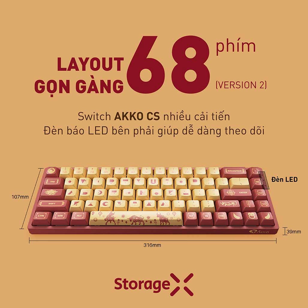 Bàn phím cơ AKKO 3068V2 2021 New Year of the Ox – Bluetooth 5.0- Bảo Hành Chính Hãng 12 Tháng
