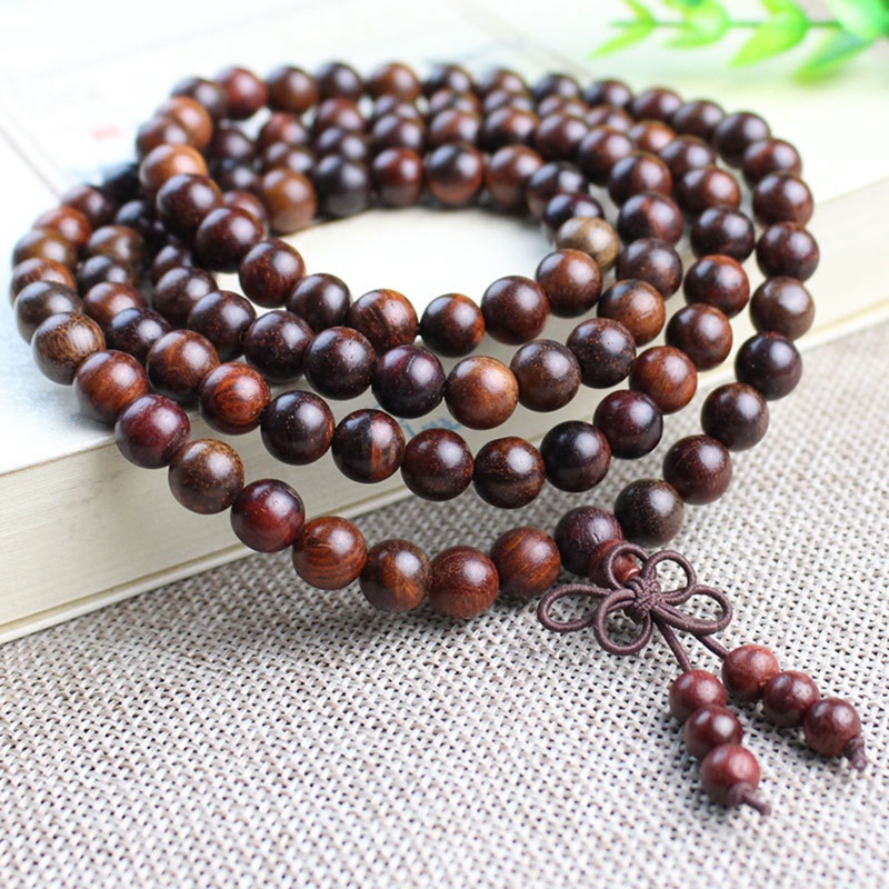 Vòng Tay Chuỗi Hạt Phật Giáo 108 Hạt Gỗ Co Giãn