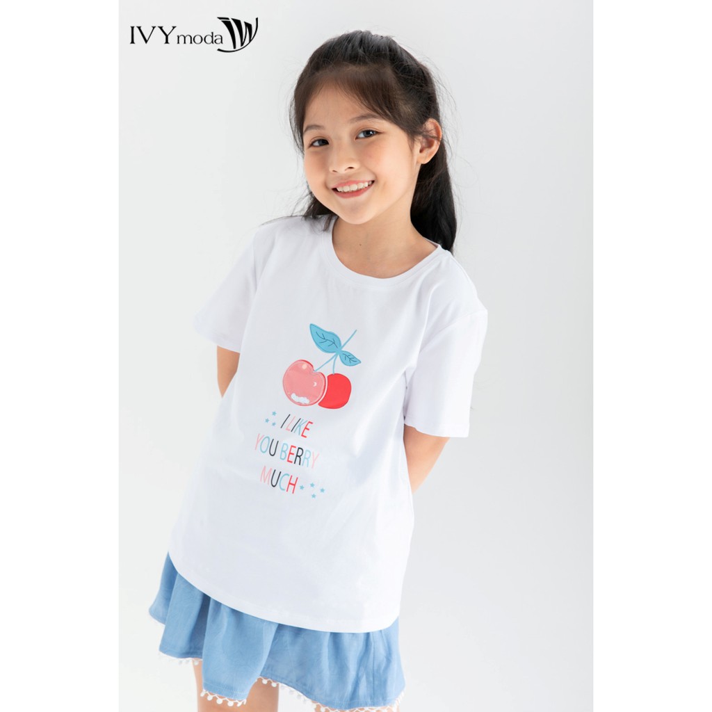 Áo thun quả cherry bé gái IVY moda MS 57G1343