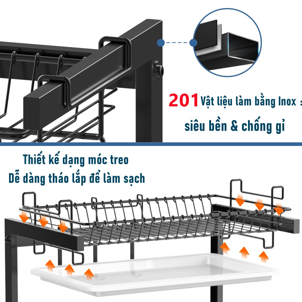 [HÀNG SẴN] GSlife Giá kệ chén bát 2 tầng sơn tĩnh điện siêu chắc chắn BẢN NÂNG CẤP 2021  kệ để đồ Nhà Bếp đa năng