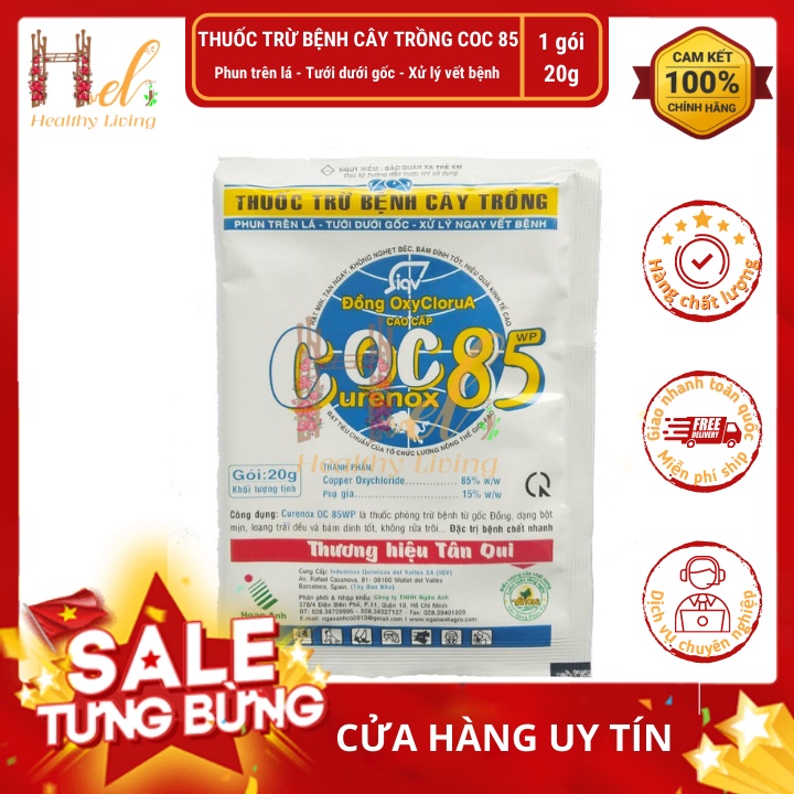 Chế phẩm phòng trừ nấm bệnh, diệt vi khuẩn, tăng vi lượng đồng COC 85 / gói 20 gr