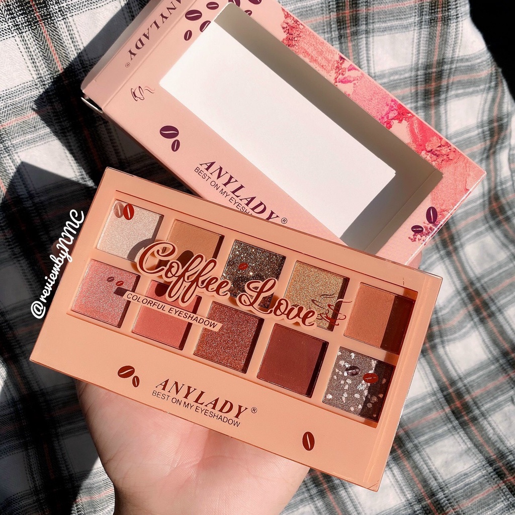 Bảng Phấn Mắt Kèm Cọ 10 Ô ANYLADY Milky Tea/ Coffee Love Eyeshadow &  ANYLADY  Cheese Happy Hoa Cúc