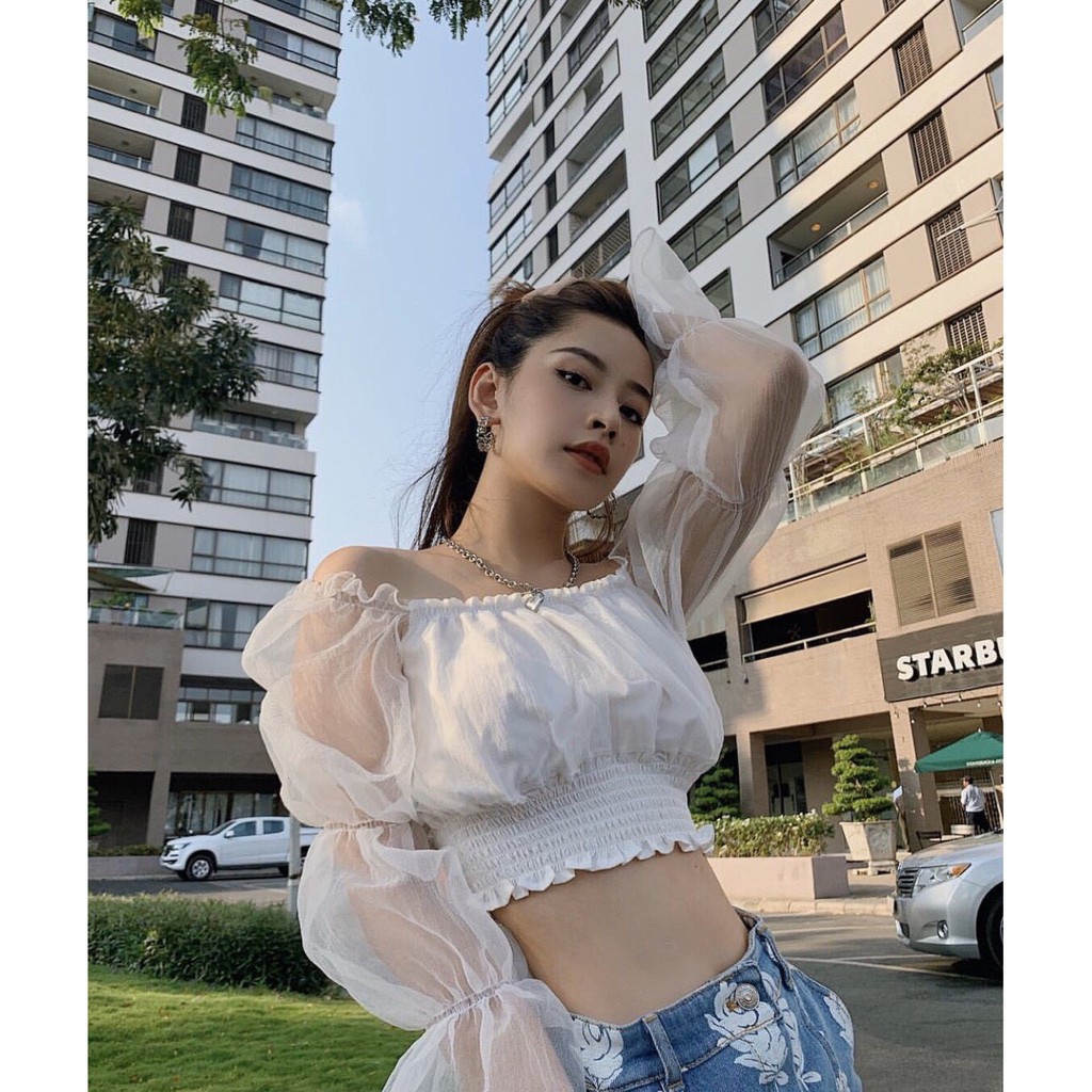 Áo kiểu tiểu thư tay voan kiếng xinh xắn dễ thương hot xinh