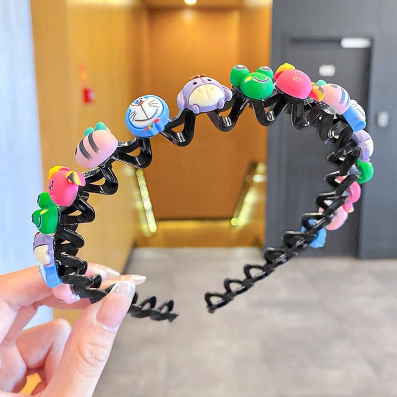 Băng đô cài tóc lượn sóng đính sticker nổi hình hoạt hình chống trượt cho bé - Bờm tóc - Cài Tóc - Dumi Shop