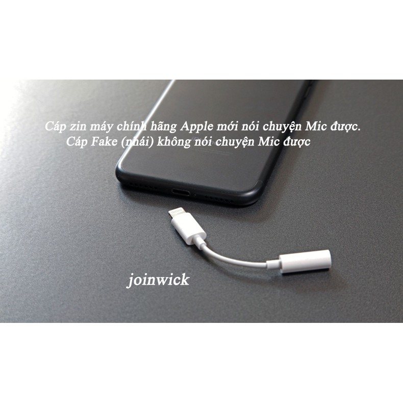 Cáp zin Apple chuyển cổng Lightning sang Jack 3.5mm zin máy iPhone 7/7 Plus, iPhone 8/8 Plus, iPhone X, iPhone XS/XS Max
