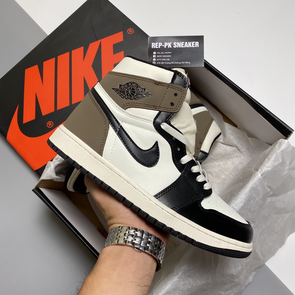 Giày bóng rổ Jordan 1 High Dark Mocha (JD1 Trắng Nâu) - REPK Sneaker | Phiên bản 1:1 chuẩn
