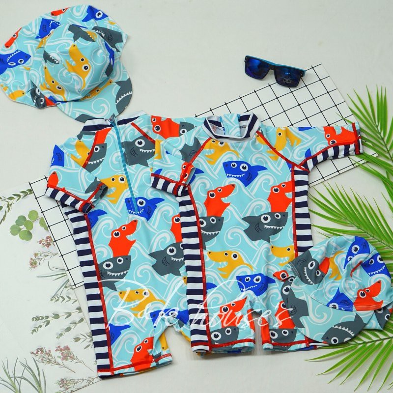 Đồ bơi bé trai liền mảnh + nón