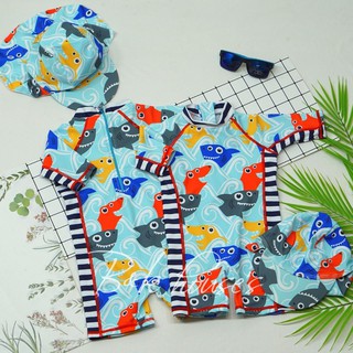 Đồ bơi bé trai liền mảnh + nón