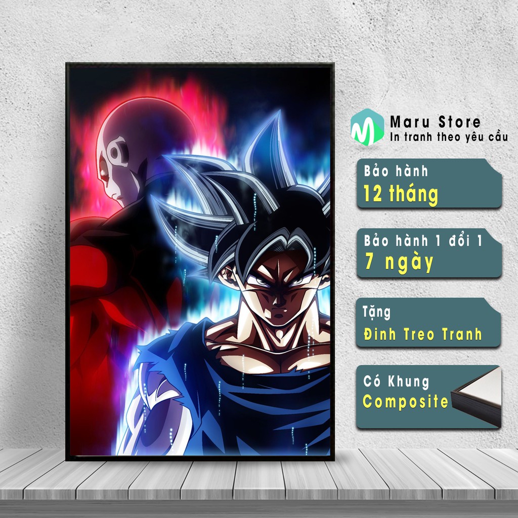 Tranh Treo Tường Dragon Ball, Jiren và Goku, Có Khung, Trang Trí Phòng Gaming
