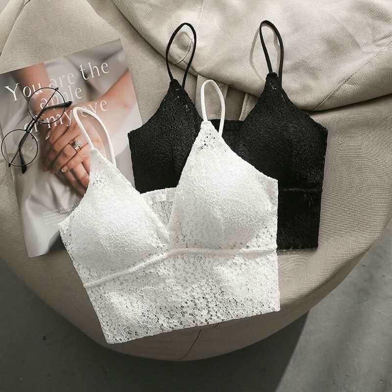 Áo 2 dây nữ croptop ren hoa bra quyến rũ siêu xinh