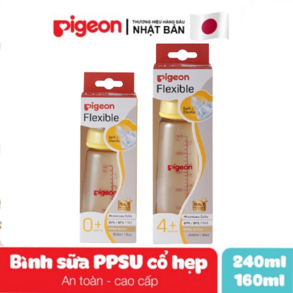 Bình sữa cổ hẹp Pigeon PPSU 160ml/ 240ml