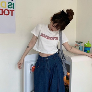 Áo thun croptop nữ cổ tròn chất cotton mát mịn 👕Freeship extra 👕 Áo thun croptop màu trắng chữ supermm