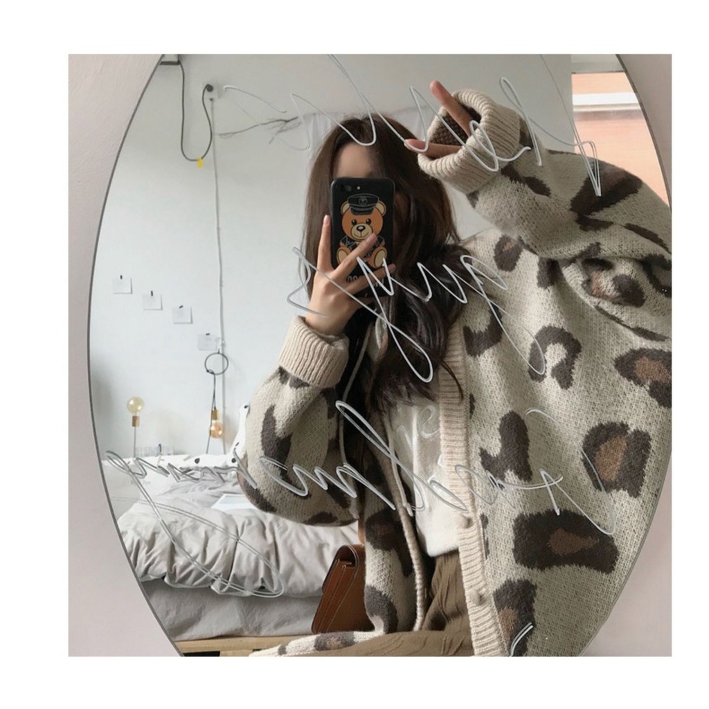 [ HÀNG ORDER ] Áo Cardigan len hoạ tiết da báo lông chìm | BigBuy360 - bigbuy360.vn
