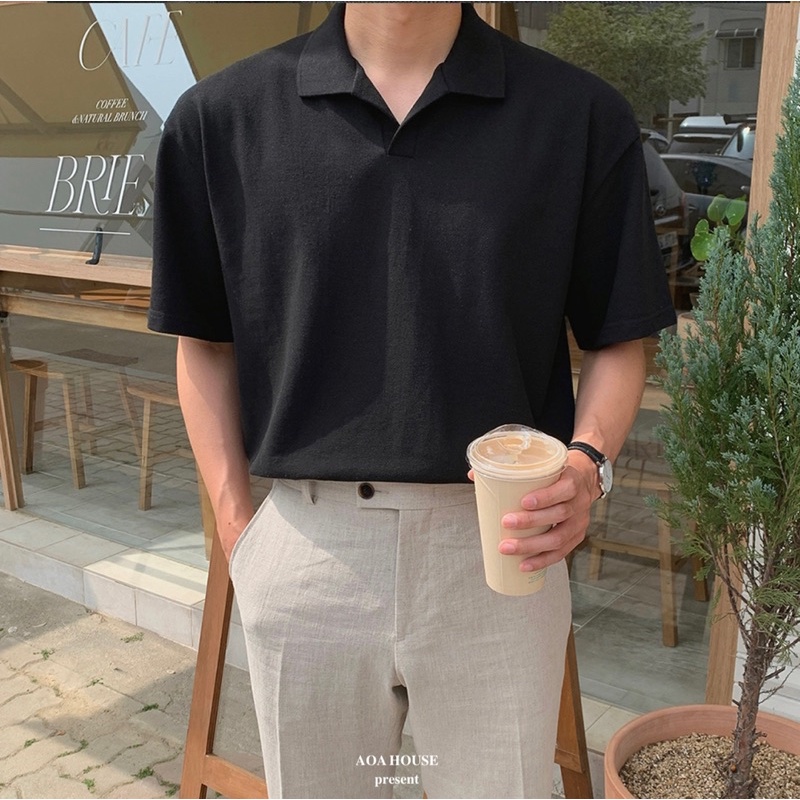 Áo thun Polo Nam cổ bẻ, dáng suông, có 3 màu [Collared V Polo]