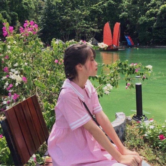 Váy babaydoll hồng tay kẻ cổ thuỷ thủ đáng yêu