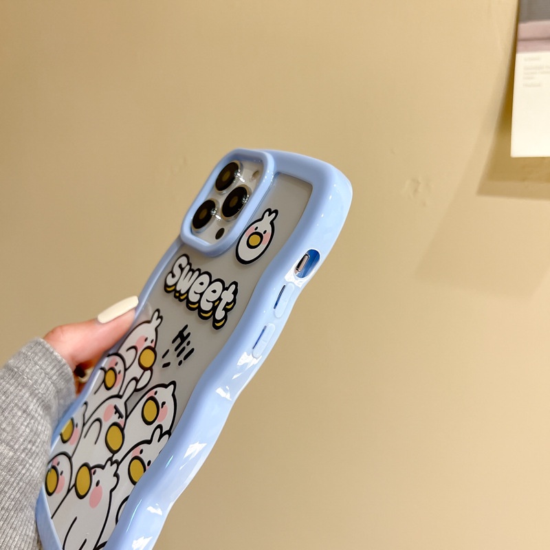 Ốp lưng iphone Ốp Điện Thoại Nhựa Acrylic Phối Ren Họa Tiết Chú Vịt Dễ Thương Cho Iphone 13Promax 14pro 11Pro 8 Dinuo case