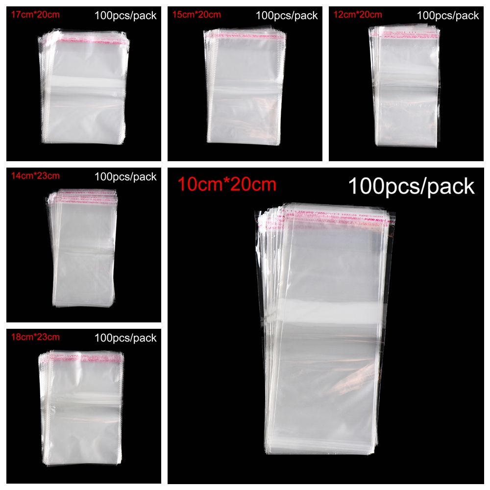 Set 100 Túi Nhựa OPP Trong Suốt Tự Dính Dùng Đựng Kẹo / Trang Sức Thời Trang