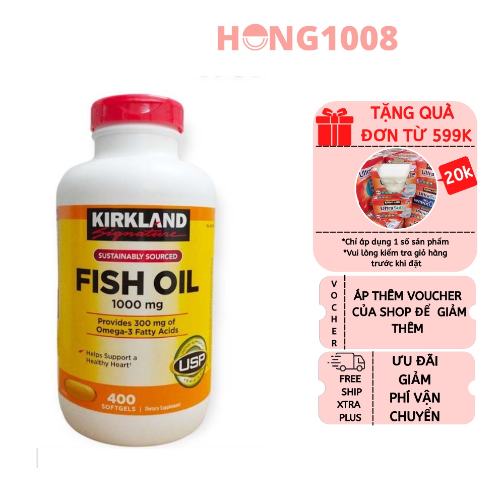 Viên Uống Fish Oil Dầu Cá Kirkland 400 Viên của Mỹ