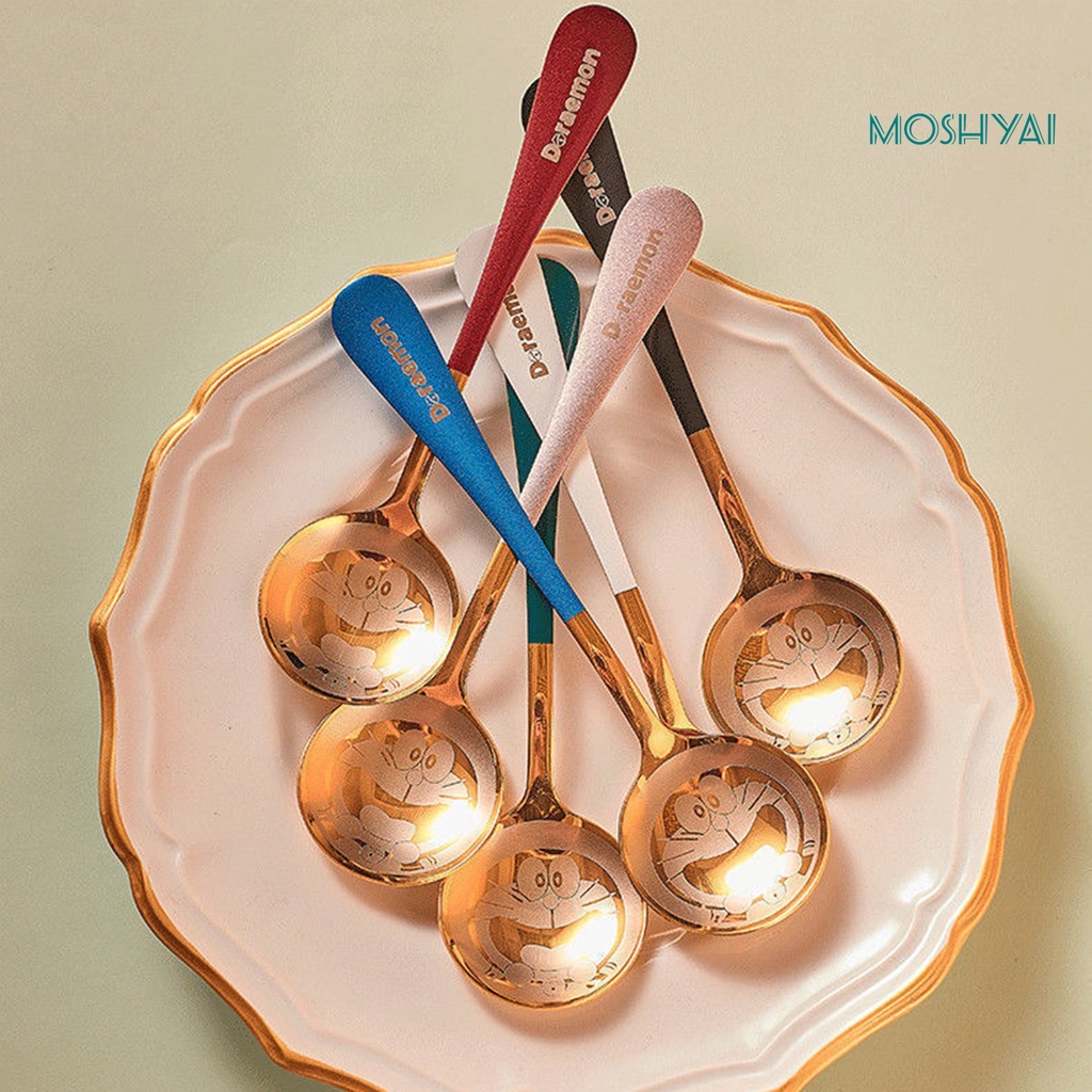 Muỗng Cà Phê Cán Dài Bằng Thép Không Gỉ Hình Doraemon Dễ Thương