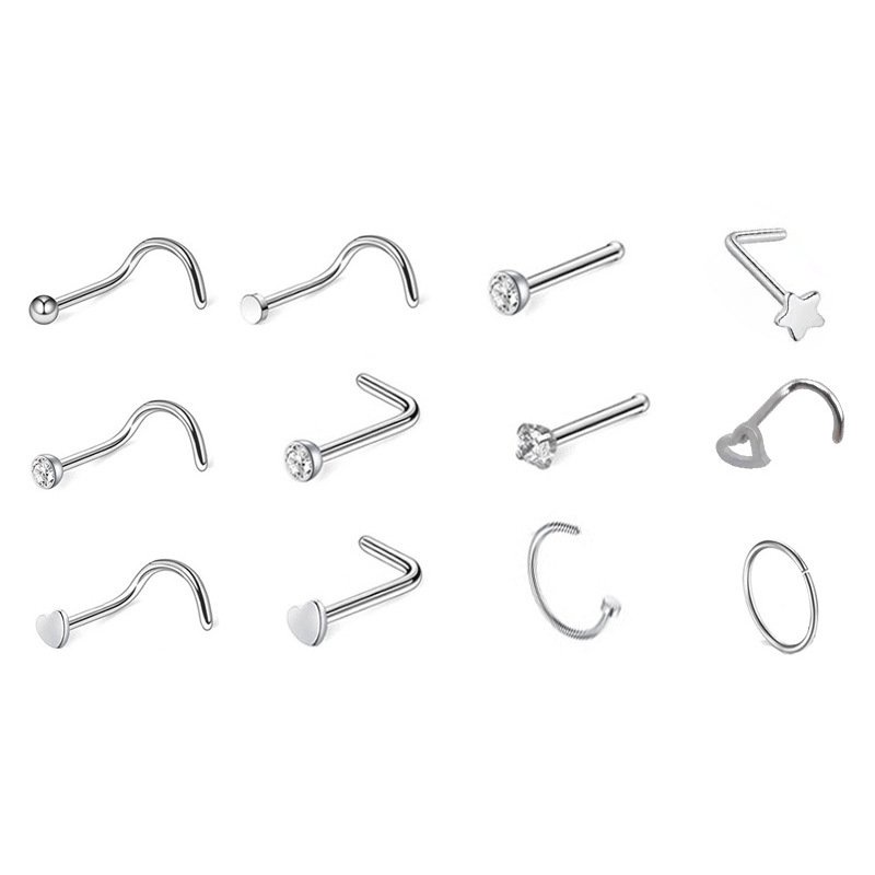 Khuyên Mũi Bằng Thép Không Gỉ Đính Kim Cương Giả Phong Cách Mới