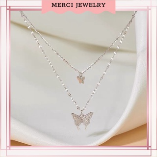 Dây chuyền bạc nữ cánh bướm vòng cổ đẹp đính đá bạc 925 thời trang phụ kiện trang sức nữ sang trọng MERCI JEWELRY