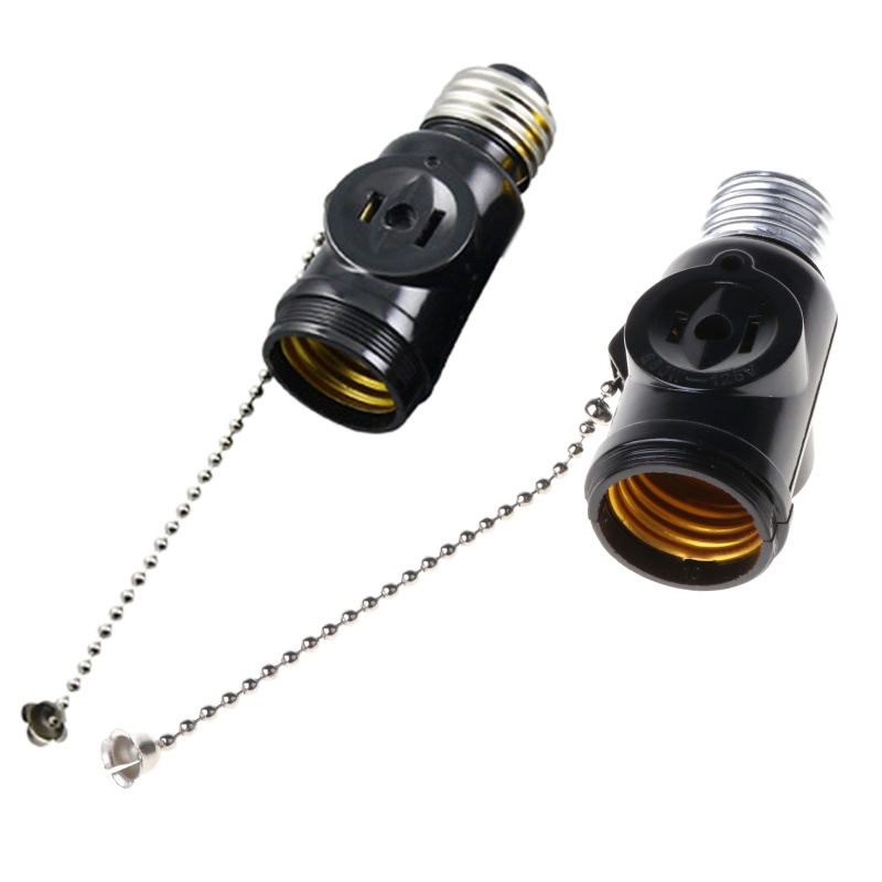 Đuôi Đèn Chuyển Đổi E26 Sang 2 Ổ Cắm Kèm Công Tắc Dây Xích Kéo Chuyên Dụng Cho Garage Utilit
