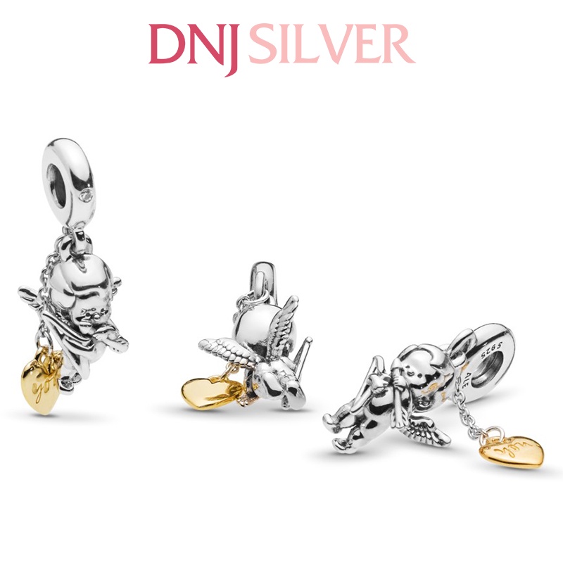 Charm bạc 925 cao cấp, hàng chuẩn bạc - Charm Cupid &amp; You Heart thích hợp để mix vòng tay charm - DN191