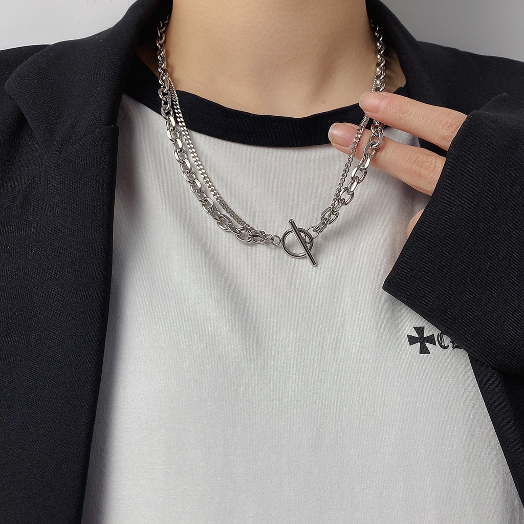 [Augustcloth | AugustJewelry] Dây chuyền/ vòng cổ hợp kim 2 dây mắc xích 1 to 1 nhỏ phong cách Hàn Quốc