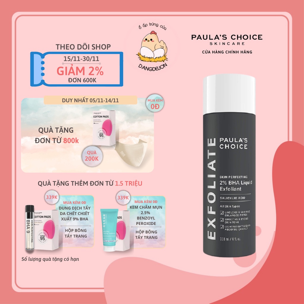 Tẩy tế bào chết Paula's Choice BHA 2% Skin Perfecting Liquid Exfoliant 118ml