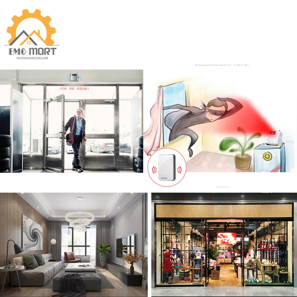 ⚡FREE SHIP ⚡CHUÔNG BÁO KHÁCH KHÔNG DÂY ZOGIN⚡Siêu kết nối - Kháng nước hoàn toàn- 36 kiểu chuông - Tặng kèm pin AA