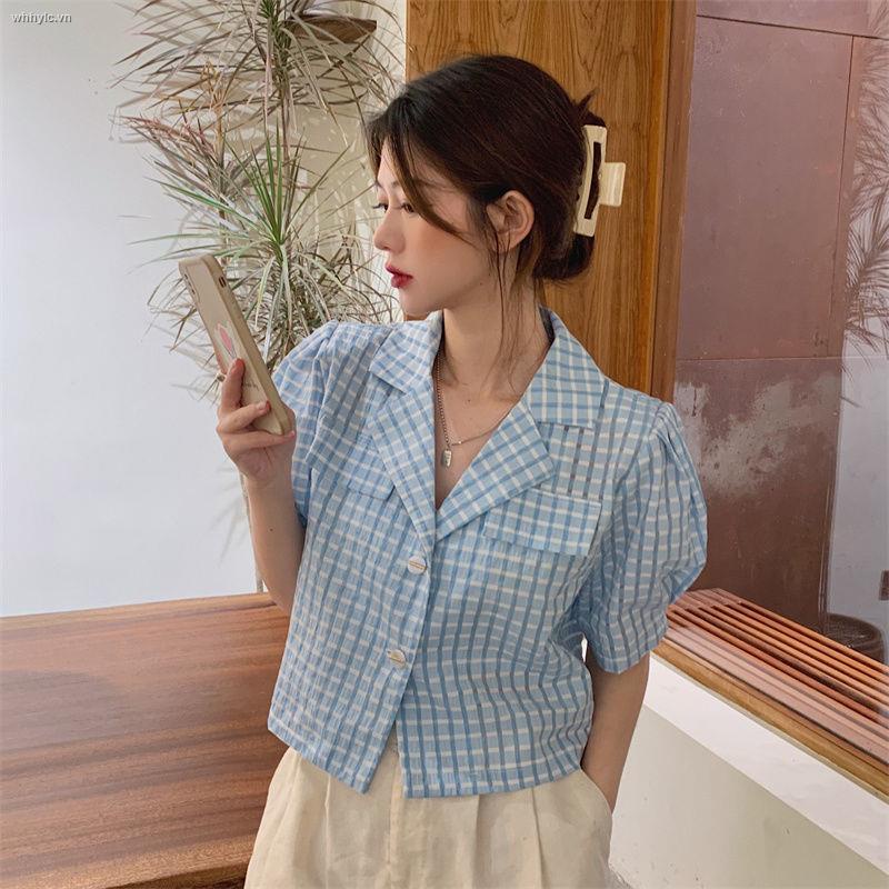 Áo Sơ Mi Tay Phồng Dáng Rộng Họa Tiết Kẻ Sọc Phong Cách Retro Hong Kong Thời Trang Mùa Hè Hàng Mới 2021 | BigBuy360 - bigbuy360.vn