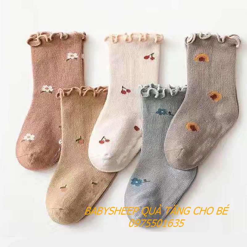 Set Tất Hàn 5 Đôi Bé Trai Bé Gái Baby Sheep Từ 0 - 3 Tuổi Họa Tiết