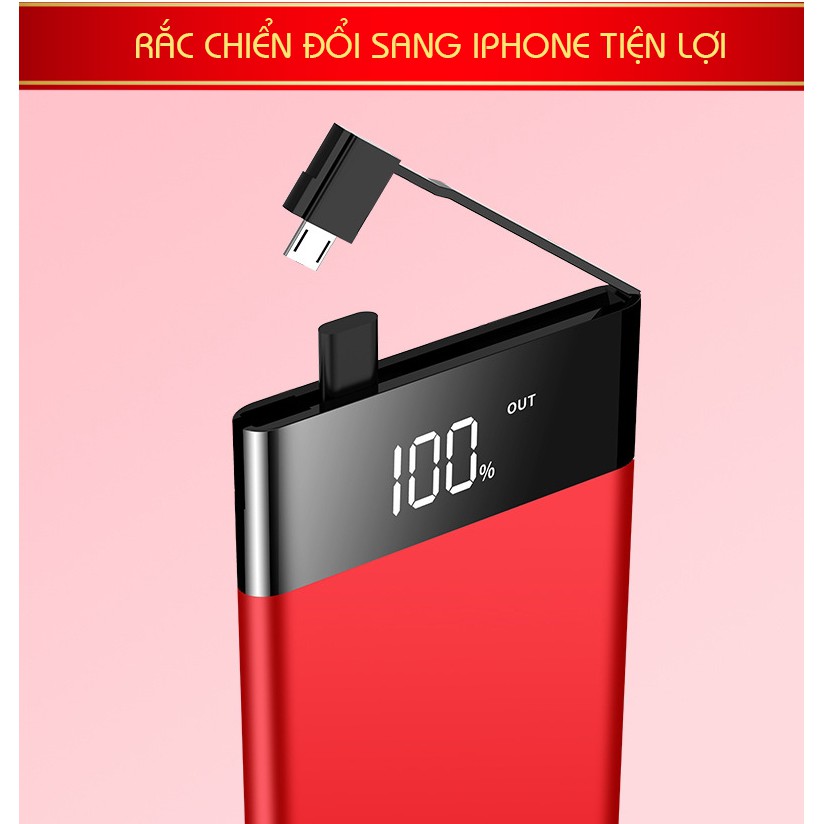 [TẶNG CÁP 3 CHÂN + QUẠT MINI] Sạc dự phòng siêu mỏng kim loại nguyên khối S600 - CHUẨN QI 10000mAh.