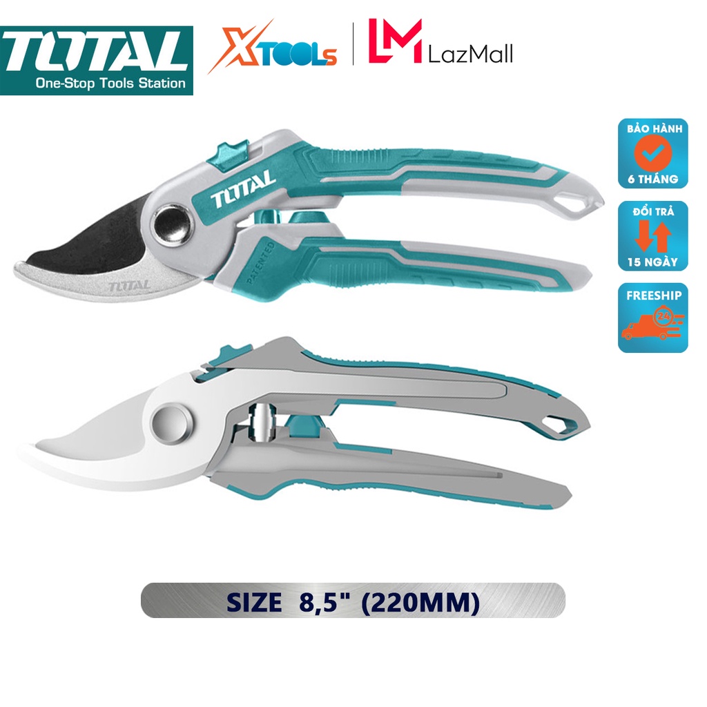 Kéo cắt tỉa cành cây TOTAL THT0601 | Kéo cắt tỉa cây Kích thước: 8,5&quot; (220mm) Tay cầm PP coverd dùng để cắt tỉa cây, tạo