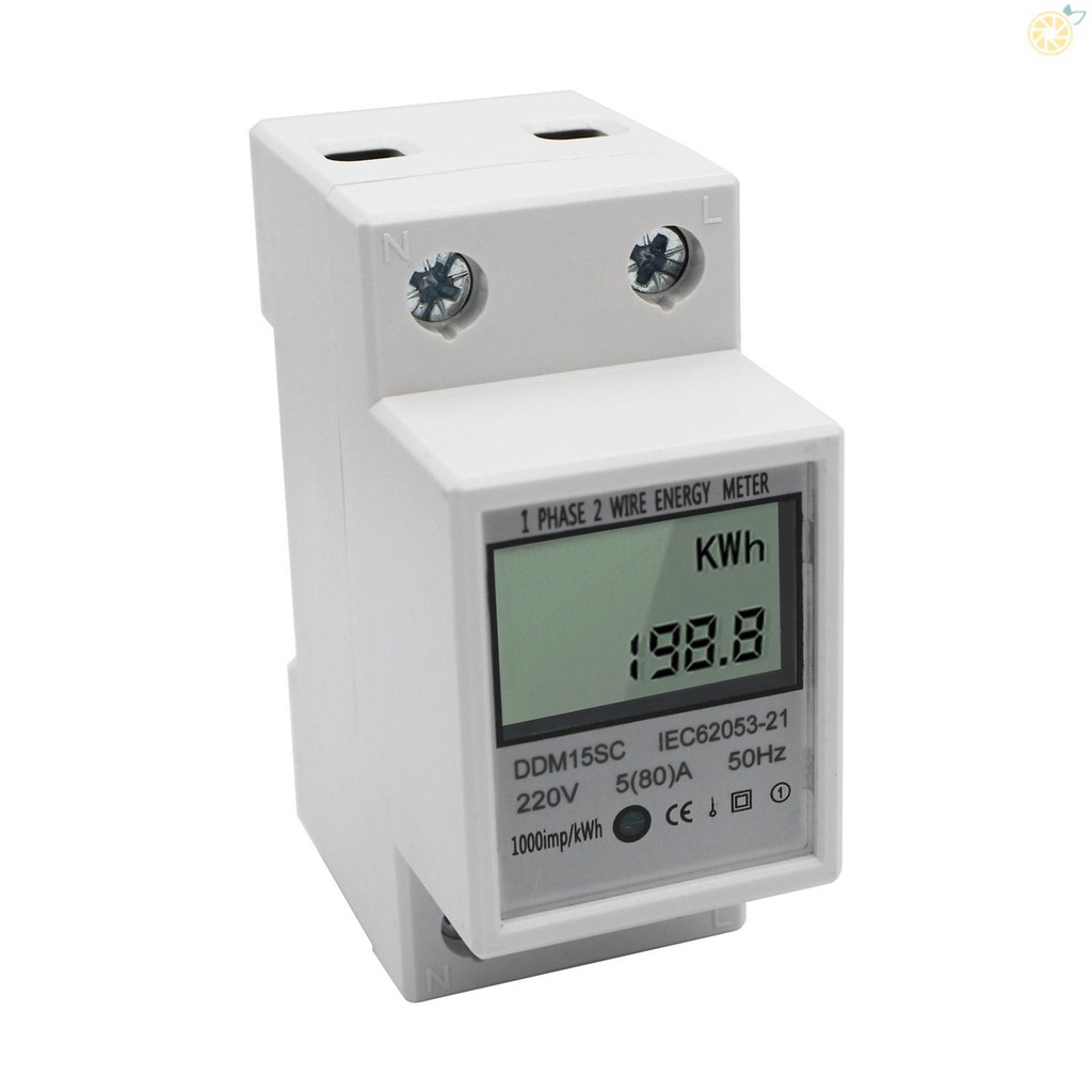 micc-LCD Digital Display Single Phase DIN-Rail Energy Meter 5-80A 220V 50Hz Electronic KWh Meter Power Consumption Monitor DDM15SC