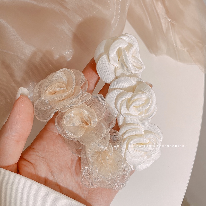 Kẹp Tóc Trong Suốt Đính Hoa Thời Trang Cho Nữ