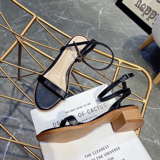 SORAMI- SANDAL GÓT 2CM , GIÀY NỮ GÓT THẤP THỜI TRANG QUAI MẢNH