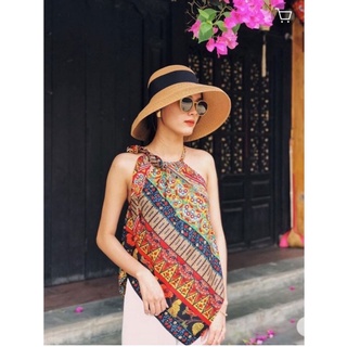 [hot trend}Áo yếm lụa mango vạt xéo thổ cẩm phong cách boho cột dây xinh xắn