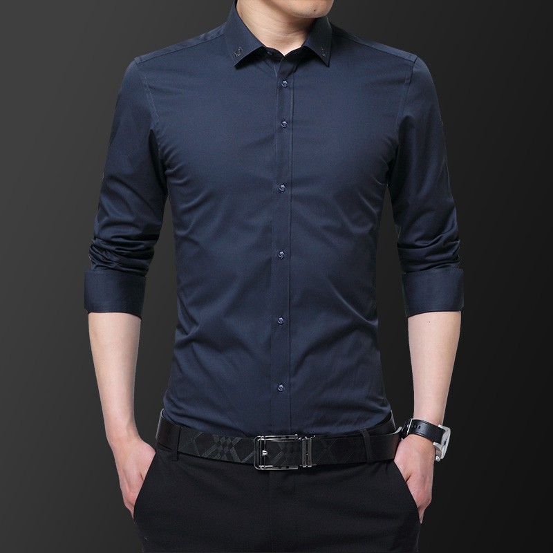 Áo Sơ Mi Nam Dài Tay Cổ Thêu Hoa Hồng Thời Trang 4 Màu Tùy Chọn Size M-5xl