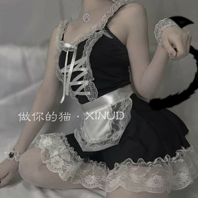 (ORD) Bộ đồ maid cute full phụ kiện(đọc mô tả)