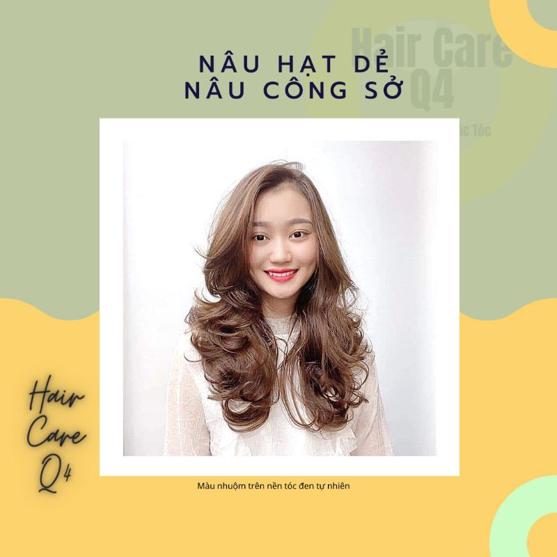 Thuốc nhuộm tóc thảo dược màu nâu hạt dẻ, nâu công sở - Hair Care Q4