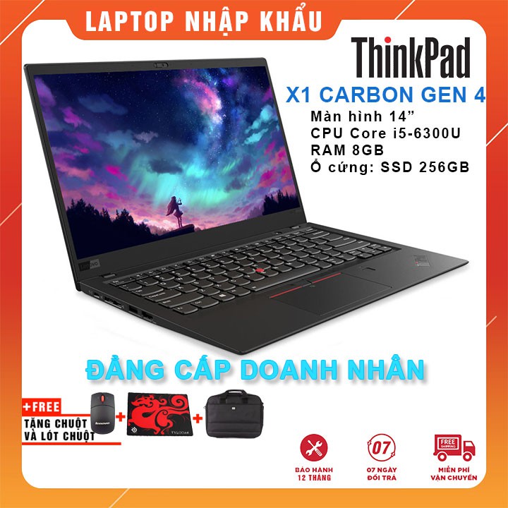 Laptop Lenovo ThinkPad X1 Carbon Gen 4 i5-6300U | 8GB | SSD 256GB | 14" | FHD - Nhập khẩu USA Mới 99%