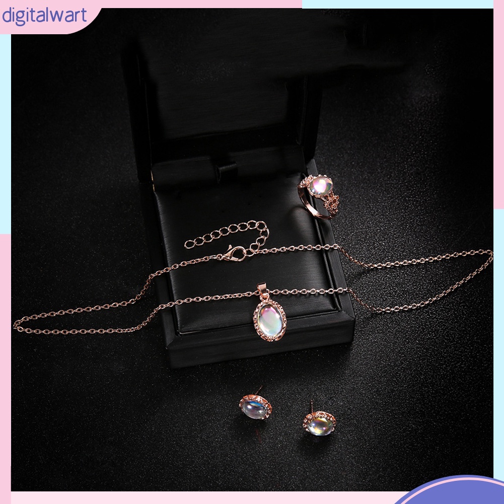 Set 3 Vòng cổ / Nhẫn / Bông Tai Đính Đá Giả Thời Trang Nữ