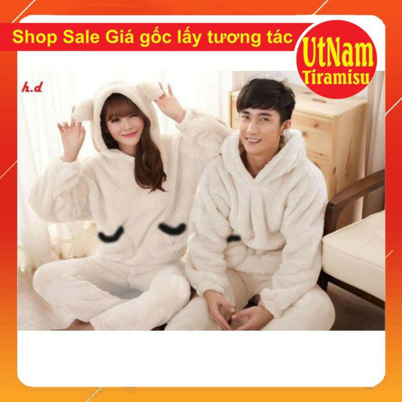 [SALE GIÁ GỐC] Bộ lông thêu gấu có ảnh thật sp 🌸kiểu dáng unisex🌸Freesize 55kg🌸phong cách Hàn Quốc🌸Đồ ngủ nữ mùa đông